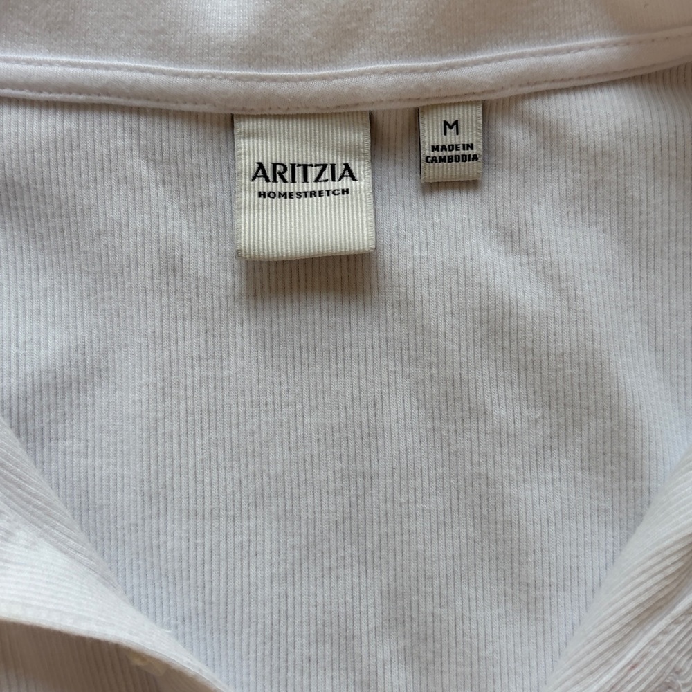 Aritzia HomeStretch Rib Polo Longsleeve, M, White - Picture 3 of 7